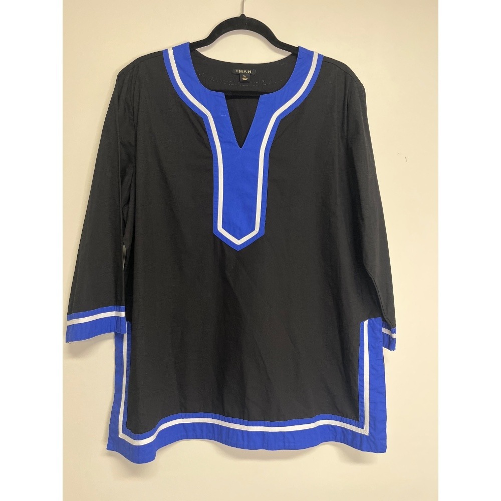 IMAN Women's Black Tunic Top Size XL‎